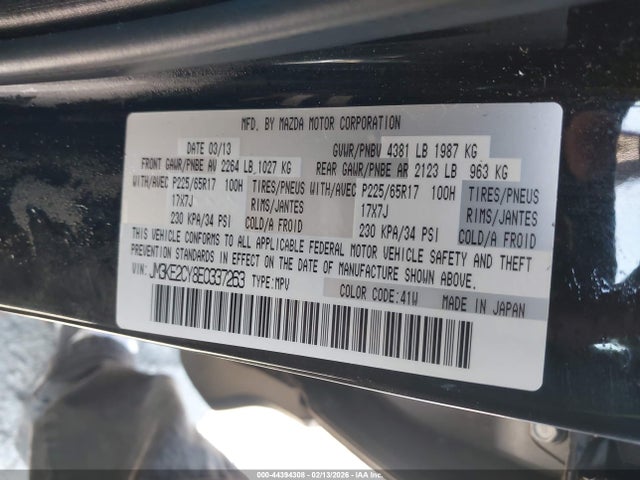 Aukcja sprzedaży 2014 Mazda Cx-5 Touring, vin: JM3KE2CY8E0337263, numer aukcji: 44394308