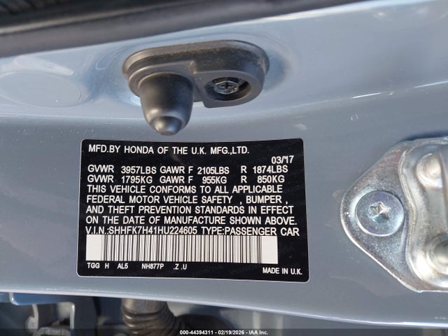 SHHFK7H41HU224605 Honda Civic Sport