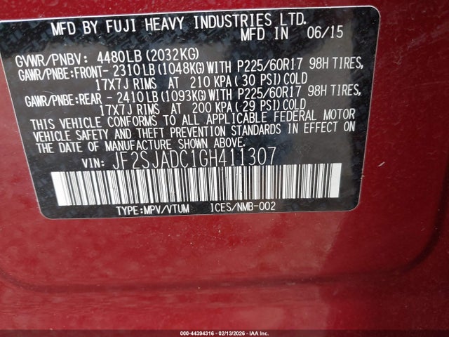 Subaru Forester 2.5i Premium 2016 JF2SJADC1GH411307 Image 9