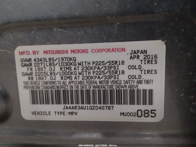 2016 MITSUBISHI OUTLANDER SPORT JA4AR3AU1GZ046787 Photo 8