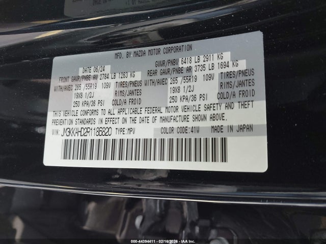 Aukcja sprzedaży 2024 Mazda Cx-90 3.3 Turbo Select, vin: JM3KKAHD2R1186820, numer aukcji: 44394411
