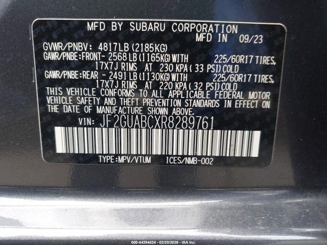 JF2GUABCXR8289761 Subaru Crosstrek