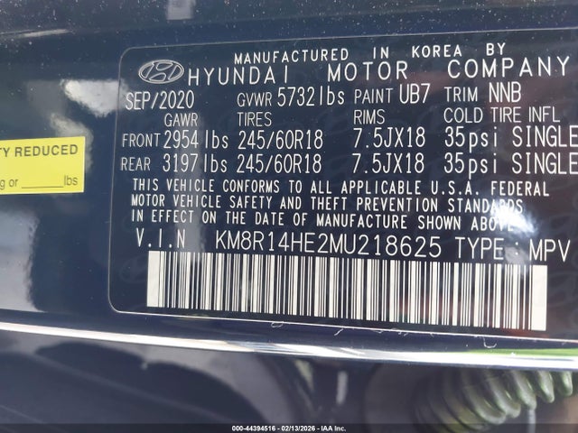 KM8R14HE2MU218625 Hyundai Palisade Se