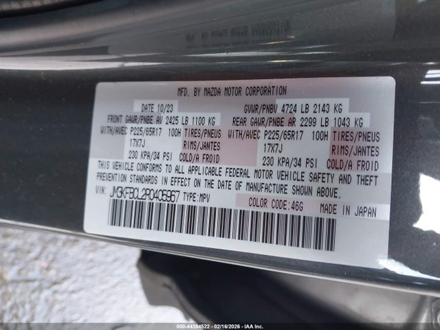 Aukcja sprzedaży 2024 Mazda Cx-5 2.5 S Preferred, vin: JM3KFBCL2R0405967, numer aukcji: 44394522