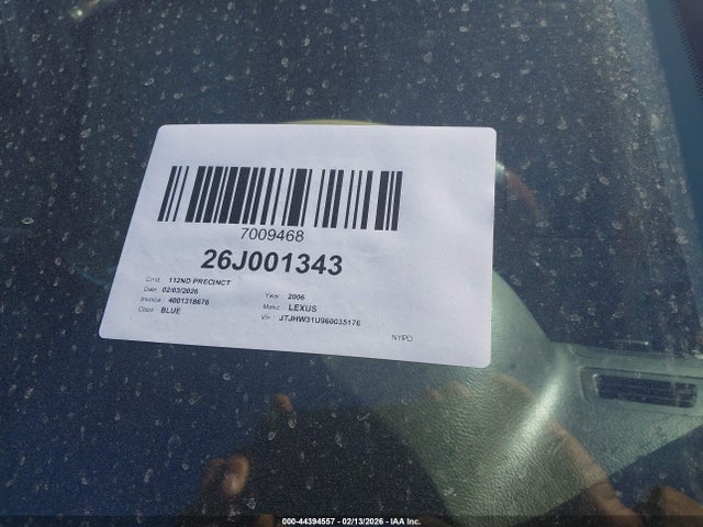 44394557 :رقم المزاد ، JTJHW31U960035176 vin ، 2006 Lexus Rx 400h مزاد بيع