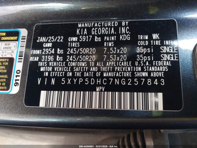 KIA Telluride Sx 2022 5XYP5DHC7NG257843 Image 9