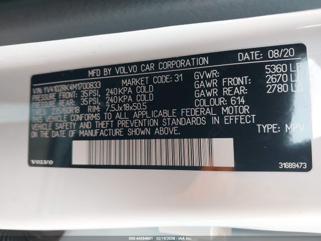 2021 VOLVO XC60 YV4102RK4M1700833 Photo 8
