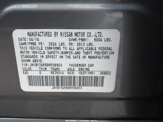 Продажа на аукционе авто 2014 Infiniti Q50 Premium, vin: JN1BV7AR5EM706903, номер лота: 44394612