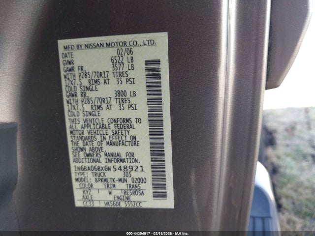 2006 NISSAN TITAN 1N6BA06BX6N548921 Photo 8