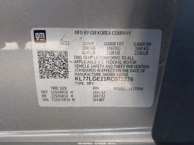 KL77LGE21RC072276 Chevrolet Trax Fwd 1rs