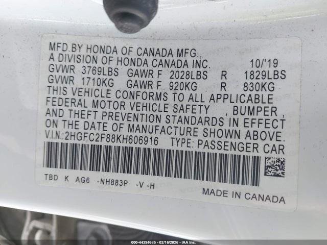 Honda Civic Sport 2019 2HGFC2F88KH606916 Image 9