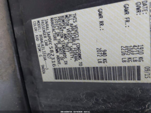 1N4AL3AP0FC582316 Nissan Altima 2.5 Sv
