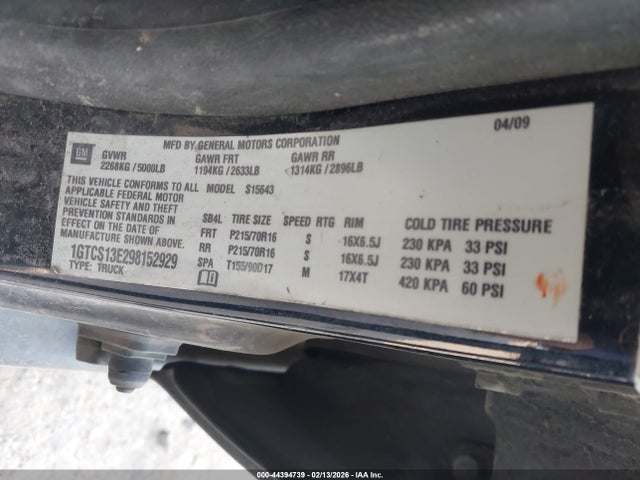Aukcja sprzedaży 2009 Gmc Canyon Sle2, vin: 1GTCS13E298152929, numer aukcji: 44394739