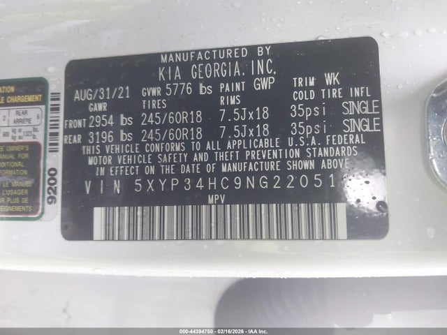 5XYP34HC9NG220511 KIA Telluride Ex