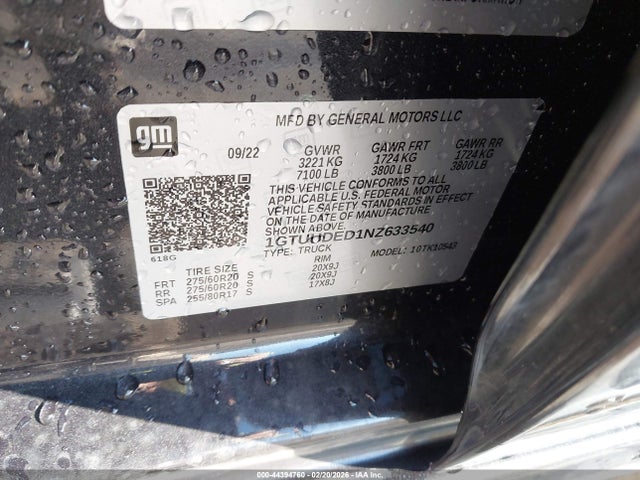 1GTUUDED1NZ633540 GMC Sierra 1500 4wd Short Box Slt