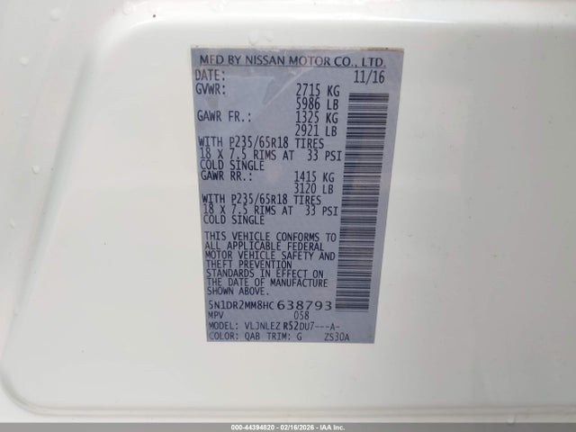 5N1DR2MM8HC638793 Nissan Pathfinder Sv