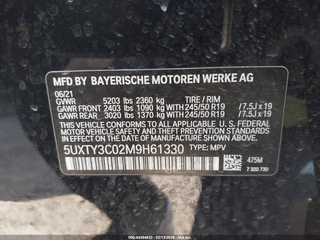 5UXTY3C02M9H61330 BMW X3 Sdrive30i
