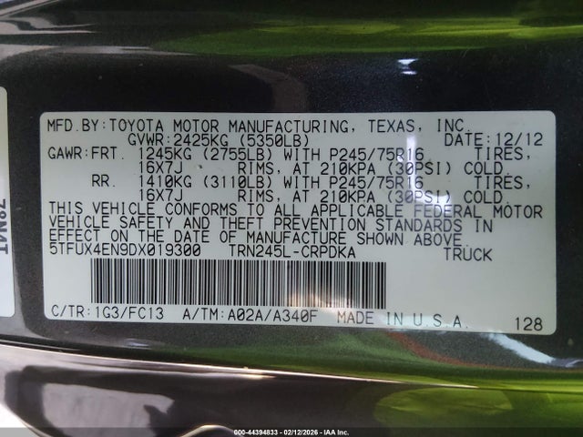 2013 TOYOTA TACOMA 5TFUX4EN9DX019300 Photo 8