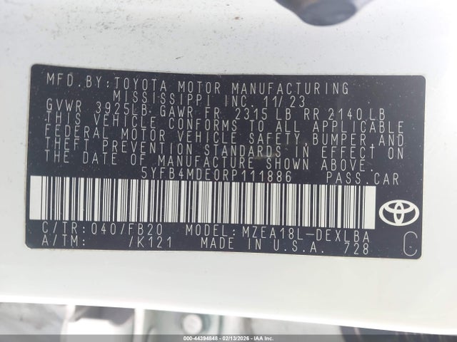 Toyota COROLLA LE 2024 5YFB4MDE0RP111886 Image 9
