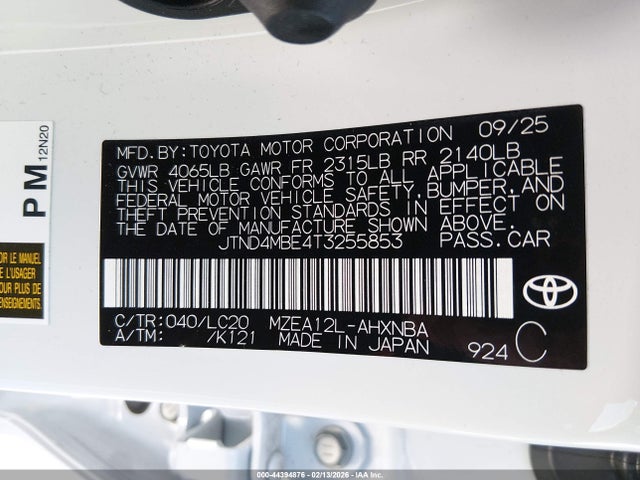 Toyota COROLLA SE 2026 JTND4MBE4T3255853 Image 9