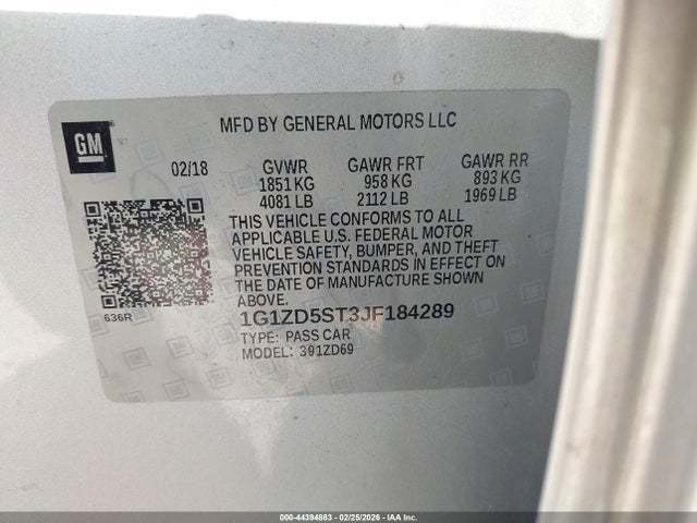 1G1ZD5ST3JF184289 Chevrolet MALIBU LT