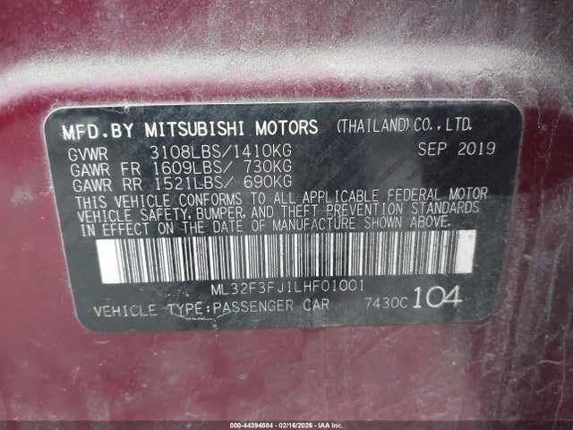 2020 MITSUBISHI MIRAGE G4 ML32F3FJ1LHF01001 Photo 8
