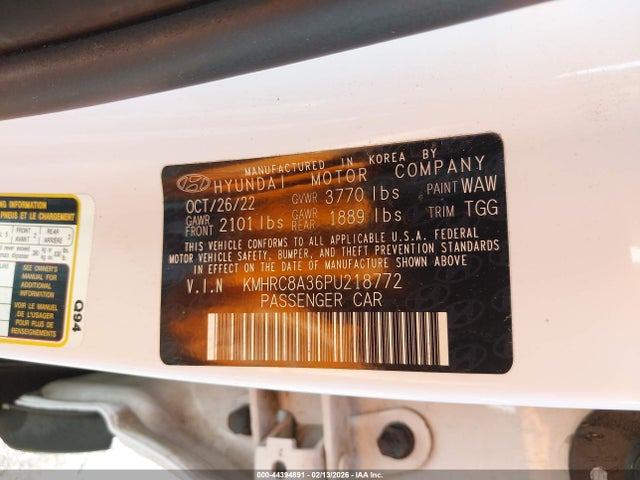 Aukcja sprzedaży 2023 Hyundai Venue Sel, vin: KMHRC8A36PU218772, numer aukcji: 44394891