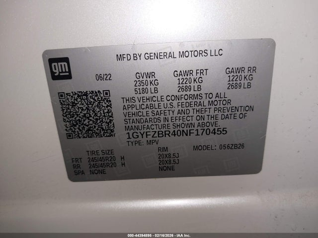 Aukcja sprzedaży 2022 Cadillac Xt4 Awd Luxury, vin: 1GYFZBR40NF170455, numer aukcji: 44394895