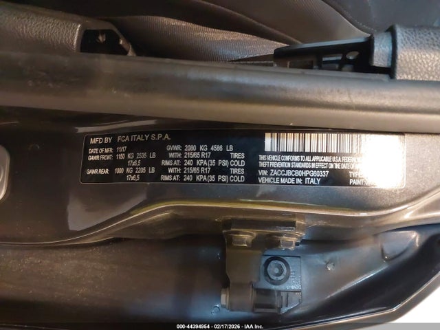 Продажа на аукционе авто 2017 Jeep Renegade Trailhawk 4x4, vin: ZACCJBCB0HPG60337, номер лота: 44394954