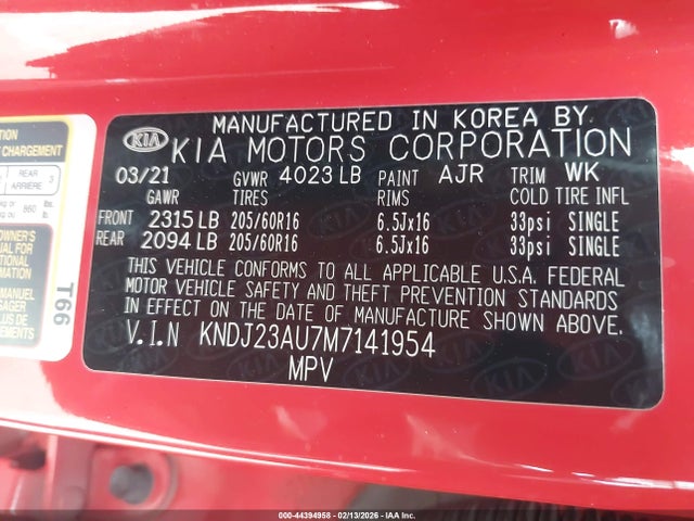 KNDJ23AU7M7141954 KIA SOUL LX