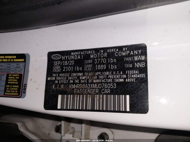 KMHRB8A3XMU076053 Hyundai Venue Se