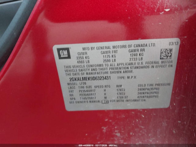 Продаж на аукціоні авто 2013 Gmc Terrain Sle-1, vin: 2GKALMEK9D6323431, номер лоту: 44395018