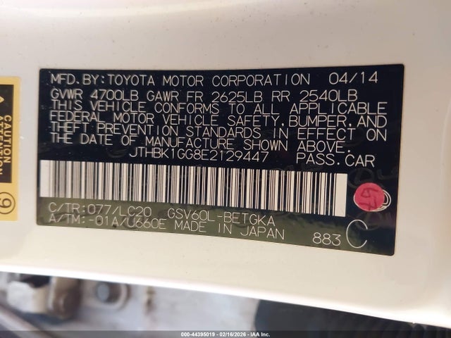 JTHBK1GG8E2129447 Lexus ES 350