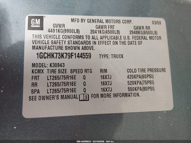 2009 CHEVROLET SILVERADO 3500HD 1GCHK73K79F144559 Photo 8