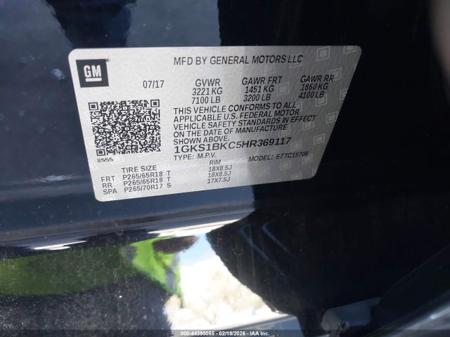 1GKS1BKC5HR369117 GMC YUKON SLT