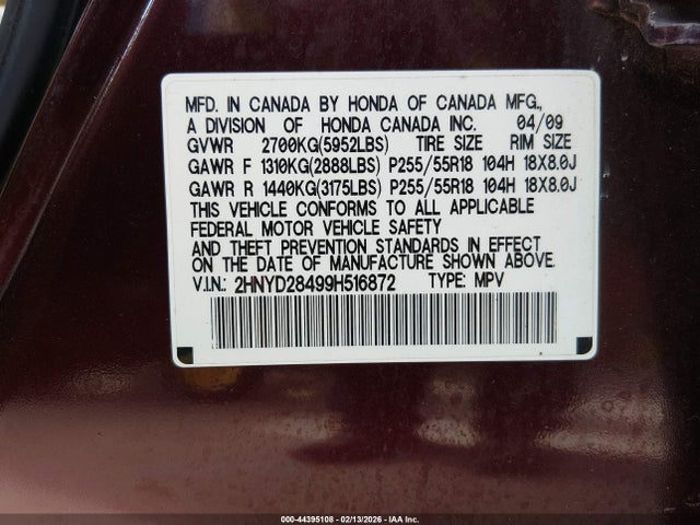 2009 ACURA MDX 2HNYD28499H516872 Photo 8