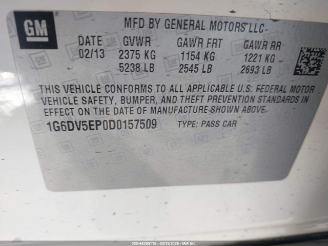 2013 Cadillac Cts-v მანქანა იყიდება აუქციონზე, vin: 1G6DV5EP0D0157509, აუქციონის ნომერი: 44395115