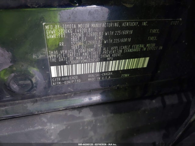 4T3D6RFV0MU028583 Toyota Rav4 Hybrid Limited