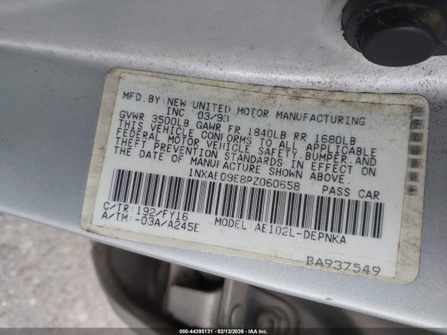 1993 TOYOTA COROLLA 1NXAE09E8PZ060658 Photo 8