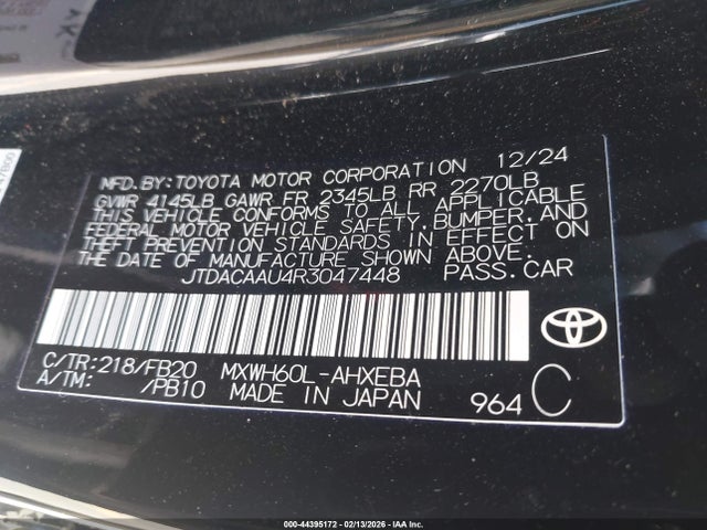 JTDACAAU4R3047448 Toyota Prius Le