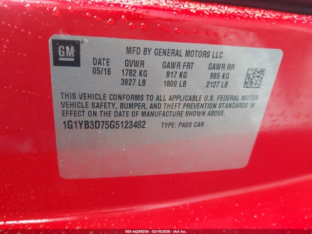 1G1YB3D75G5123482 Chevrolet CORVETTE STINGRAY