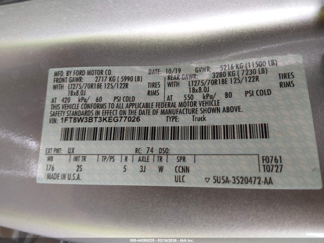 Ford F-350 Xlt 2019 1FT8W3BT3KEG77026 Image 9
