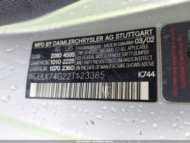 2002 MERCEDES-BENZ CLK 55 AMG WDBLK74G22T123385 Photo 8