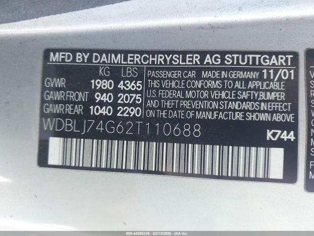2002 MERCEDES-BENZ CLK 55 AMG WDBLJ74G62T110688 Photo 8