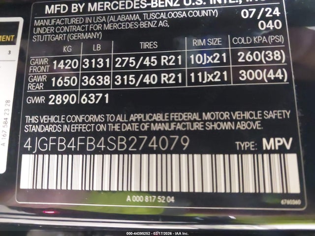 Продаж на аукціоні авто 2025 Mercedes-benz Gle 350 4matic, vin: 4JGFB4FB4SB274079, номер лоту: 44395252