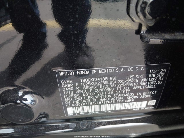 Продаж на аукціоні авто 2026 Honda Hr-v 2wd Ex-l, vin: 3CZRZ1H72TM722635, номер лоту: 44395255