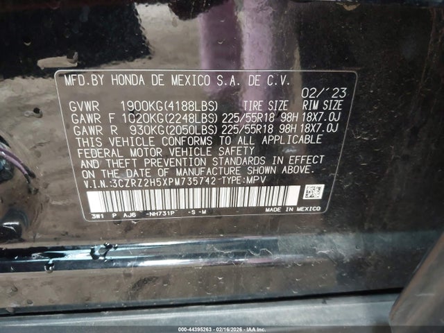 3CZRZ2H5XPM735742 Honda Hr-v Awd Sport