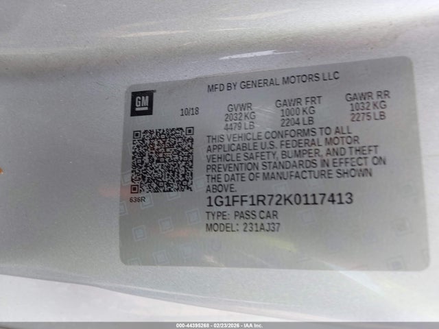 1G1FF1R72K0117413 Chevrolet Camaro 1ss