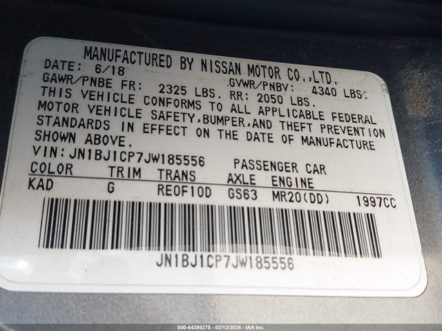 JN1BJ1CP7JW185556 Nissan Rogue Sport S