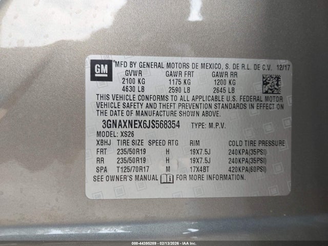 3GNAXNEX6JS568354 Chevrolet Equinox Premier